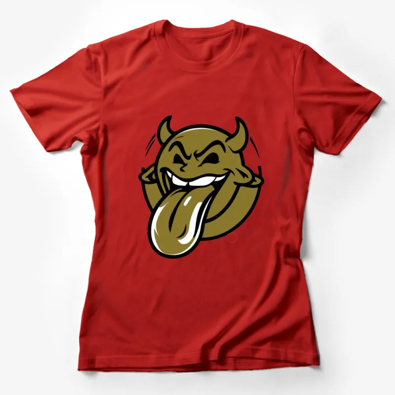 Fun Devil Cartoon Character T-Shirt, Quirky Graphic Tee for All Ages, Unique Gift Idea Female T-Shirt