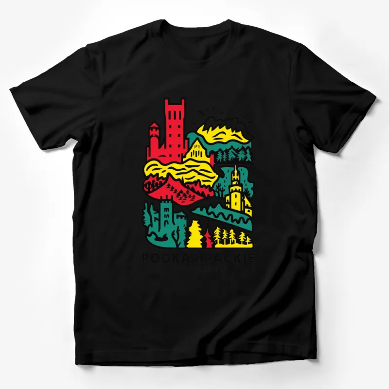 Colorful Podkarpackie Voivodeship Graphic T-Shirt, Vibrant Polish Landmark Tee, Unisex Adult Clothing Male T-Shirt