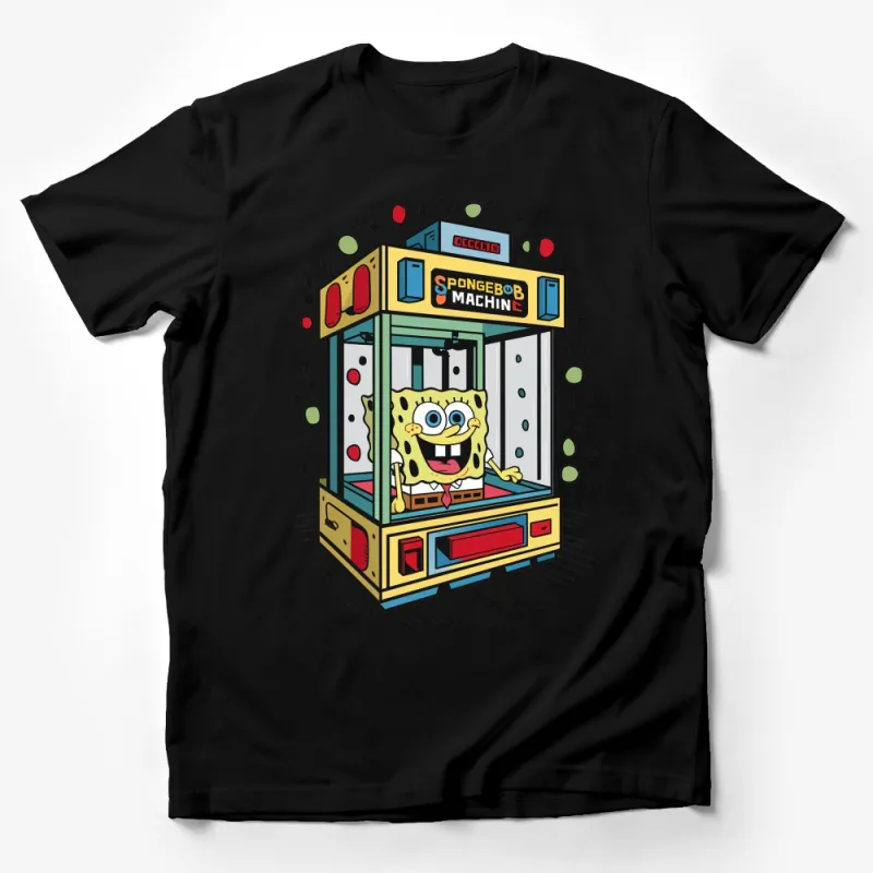 SpongeBob SquarePants Arcade Machine Graphic T-Shirt, Colorful Cartoon Character Shirt, Fun Kids and Adult Casual Wear Male T-Shirt