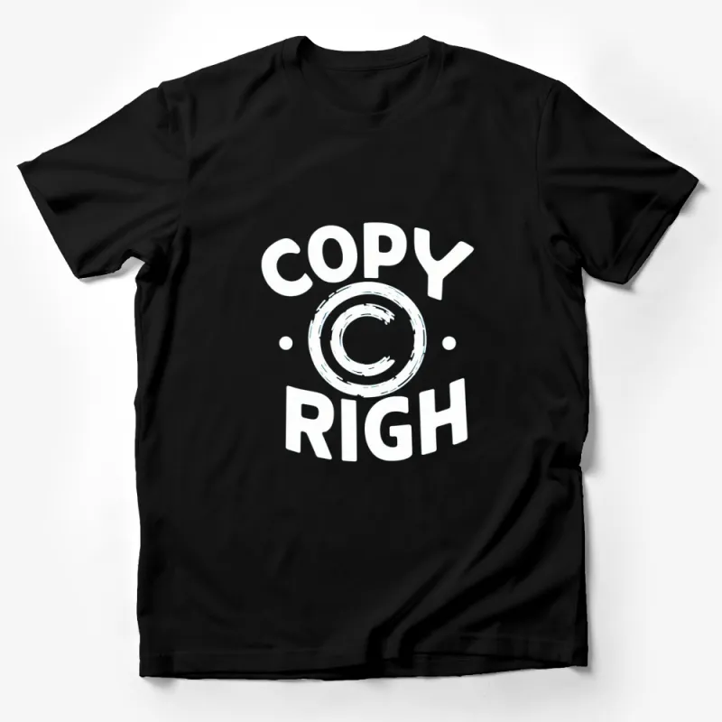 Copyright Symbol T-Shirt, Bold White Text on Black, Creative Designer Tee, Unisex Male T-Shirt