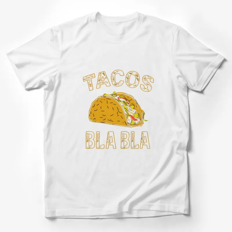 Funny Taco T-Shirt, Tacos BlaBla Graphic Tee, Unisex Food Lover Shirt, Unique Taco Design Casual Wear Male T-Shirt