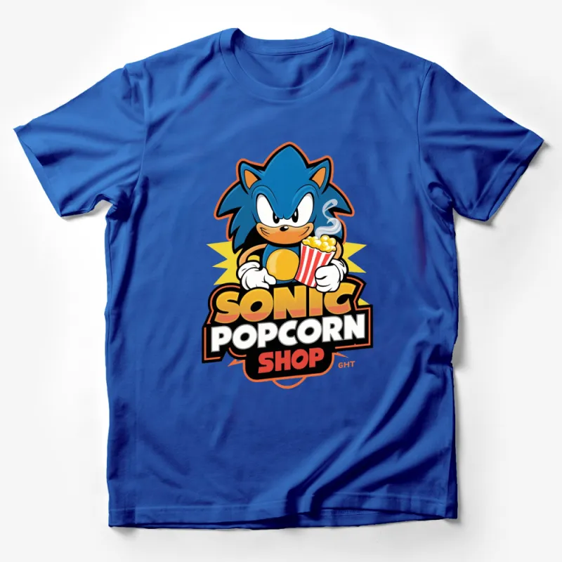 Sonic Popcorn Shop T-Shirt, Classic Video Game Fan Apparel, Unique Sonic Graphic Tee, Unisex Male T-Shirt