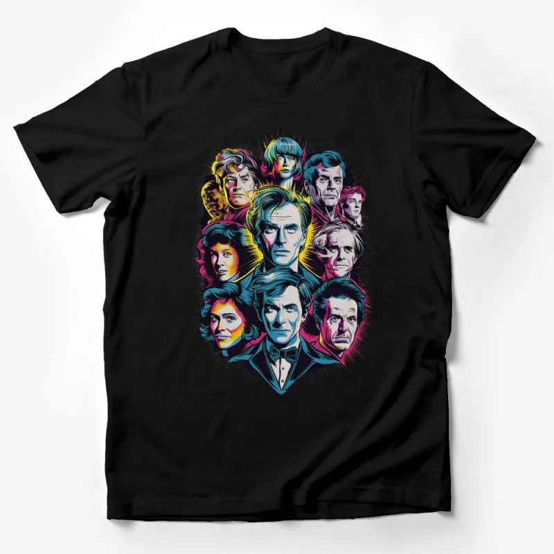 Iconic Sci-Fi Series Character Faces Colorful T-Shirt, Unisex Adult and Youth Sizes Available Male T-Shirt