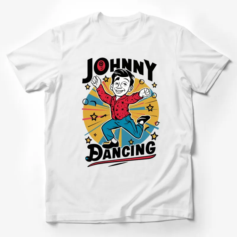 Vintage Johnny Dancing Retro Graphic T-Shirt, Bold Cartoon Style Tee, Unisex Male T-Shirt