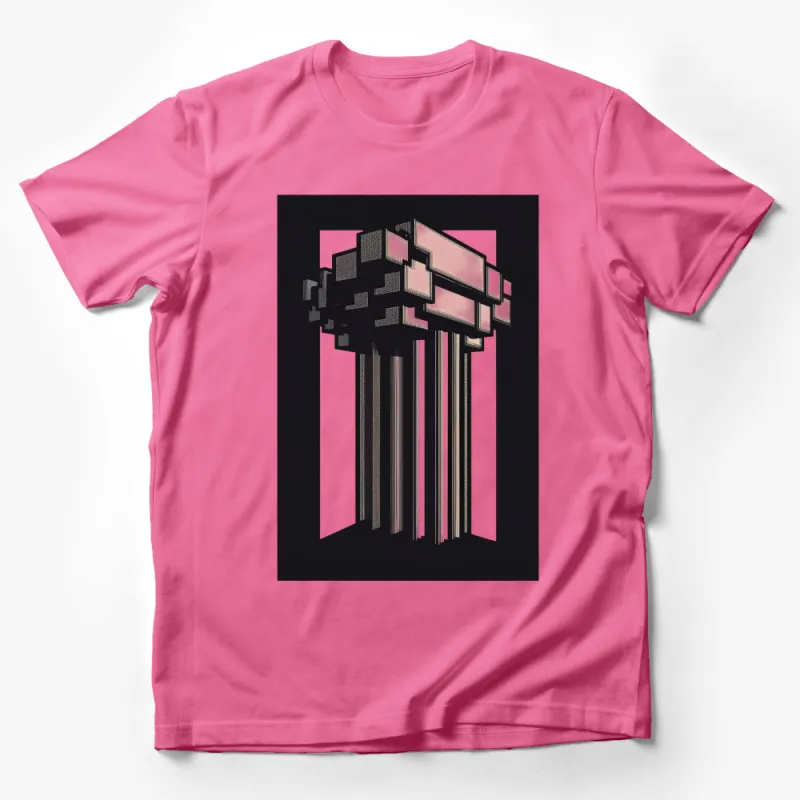 Abstract Geometric Art Print T-Shirt, Modern Architectural Design Tee, Unisex Fashion Top Male T-Shirt