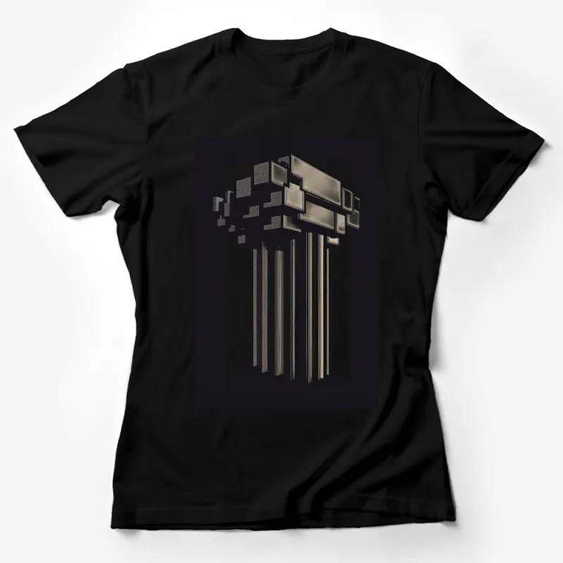 Abstract Geometric Art Print T-Shirt, Modern Architectural Design Tee, Unisex Fashion Top Female T-Shirt