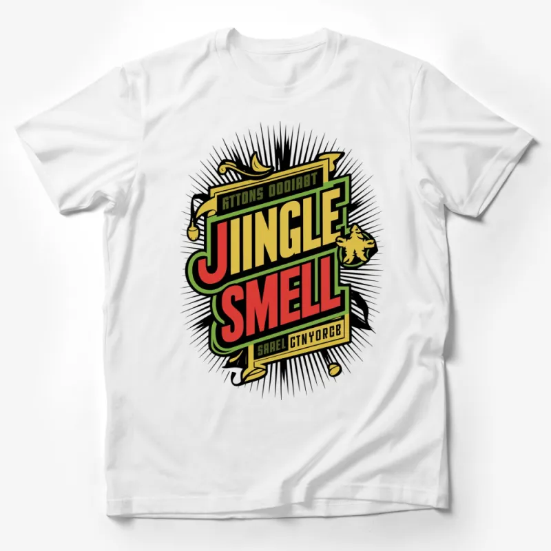 Retro Jungle Smell Graphic T-Shirt, Vintage Style Bold Lettering, Urban Fashion Tee Male T-Shirt