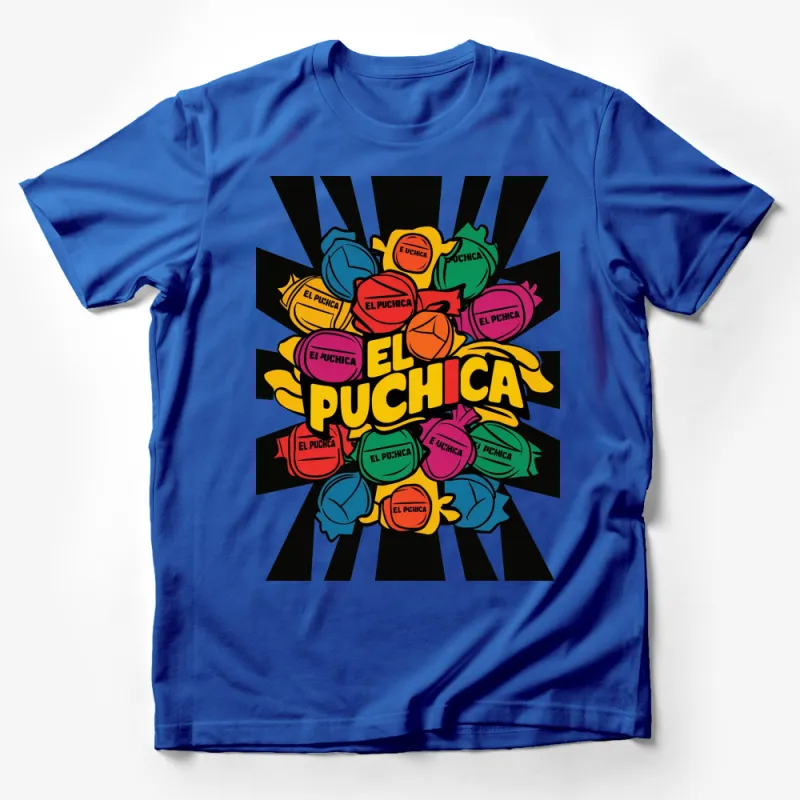 El Puchica Colorful Candy Graphic T-Shirt, Unisex Pop Art Style Casual Tee, Vibrant Summer Top, Unique Gift Idea Male T-Shirt