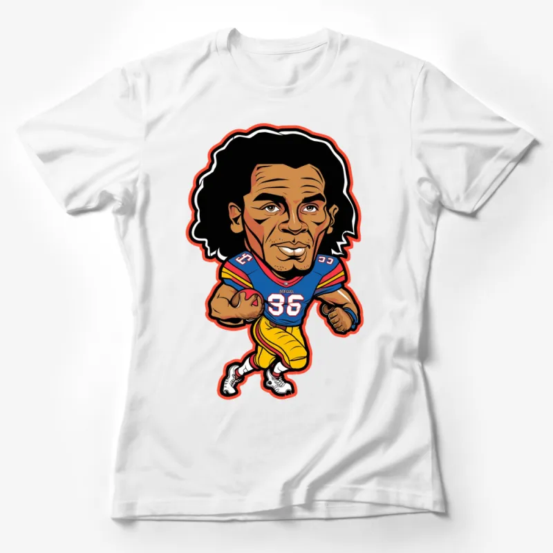 Retro Football Player Cartoon Graphic Tee, Vintage Sports Fan T-Shirt, Unique Gift for Him Female T-Shirt