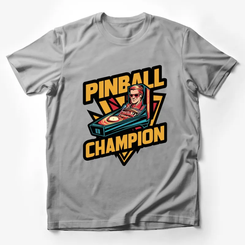 Retro Pinball Champion T-Shirt, Vintage Arcade Game Tee, Casual Graphic Shirt for Gamers Male T-Shirt