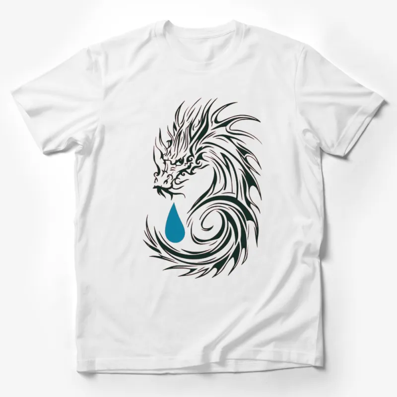 Tribal Dragon T-Shirt, Water Drop Design, Abstract Mythical Creature Tee, Unisex Graphic Shirt Male T-Shirt