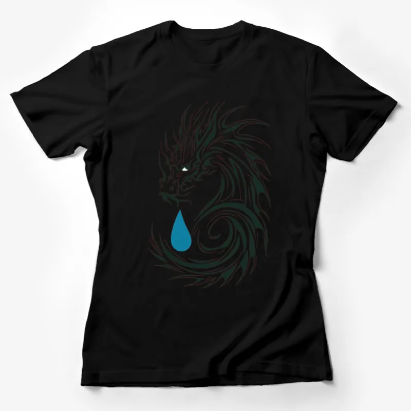 Tribal Dragon T-Shirt, Water Drop Design, Abstract Mythical Creature Tee, Unisex Graphic Shirt Female T-Shirt