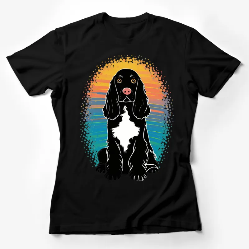 Colorful Springer Spaniel Dog T-Shirt, Artistic Puppy Graphic Tee, Pet Lover Gift, Unisex Animal Shirt Female T-Shirt