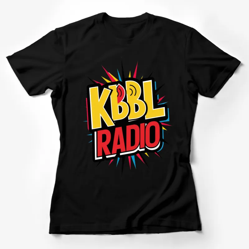 Retro KBBL Radio Logo T-Shirt, Vintage-Inspired Graphic Tee, Bold Pop Art Design Female T-Shirt