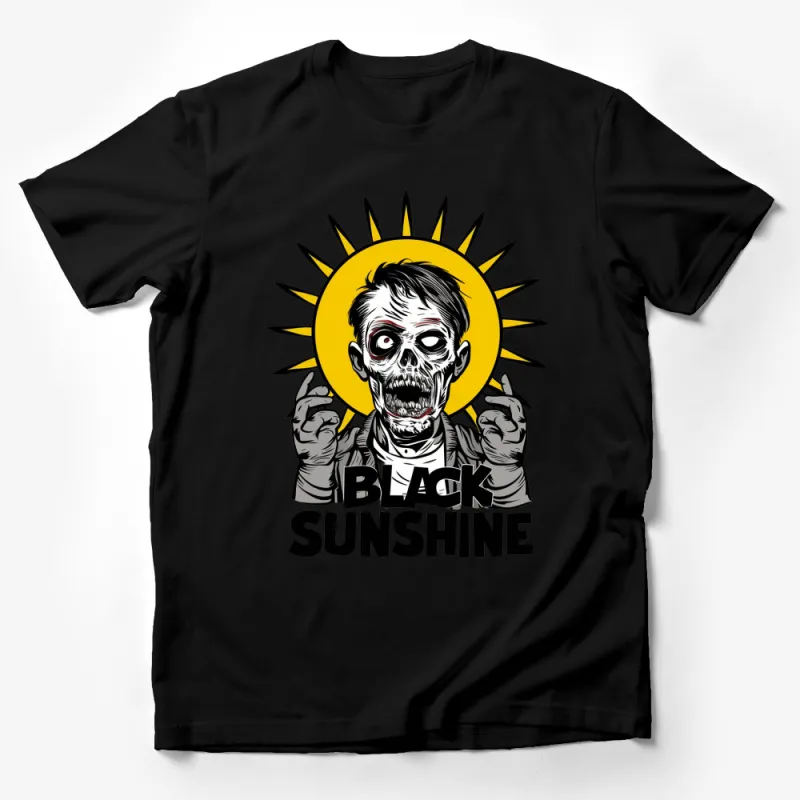 Gothic Skull T-Shirt, Black Sunshine Skull with Sun Rays, Edgy Punk Rock Graphic Tee, Unisex Fashion Male T-Shirt