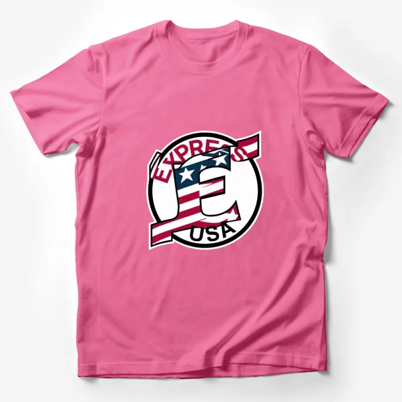 Express USA Patriotic T-Shirt, American Flag Style, Star Striped Logo Tee Male T-Shirt