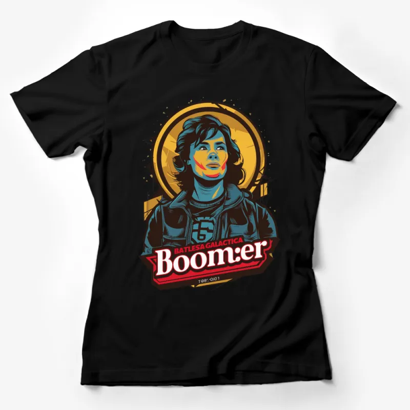 Battlestar Galactica Boomer Graphic T-Shirt, Vintage Sci-Fi Series Fan Apparel Female T-Shirt