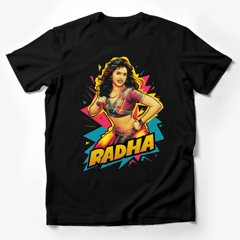 Retro Bollywood Style Radha Graphic T-Shirt, Colorful Pop Art Women's Tee, Vintage Indian Cinema Fashion Male T-Shirt