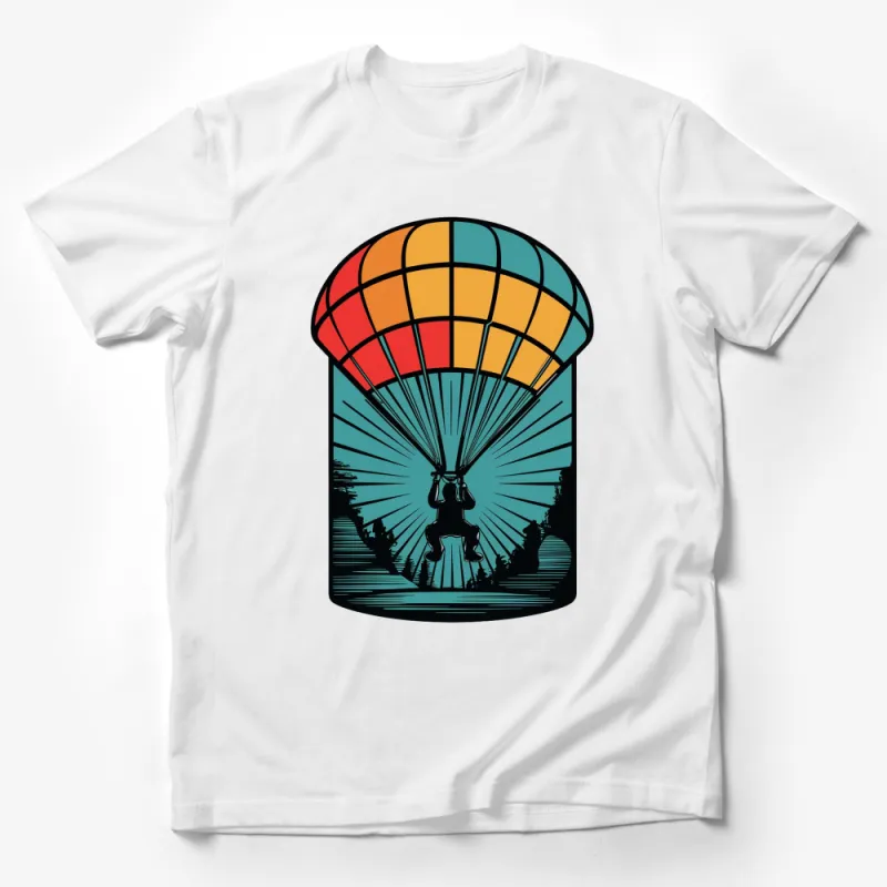 Colorful Parachute Adventure T-Shirt, Skydiving Graphic Tee, Outdoor Extreme Sports, Unisex Cotton Shirt Male T-Shirt