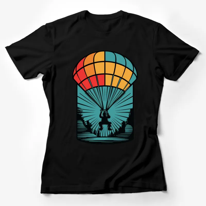 Colorful Parachute Adventure T-Shirt, Skydiving Graphic Tee, Outdoor Extreme Sports, Unisex Cotton Shirt Female T-Shirt