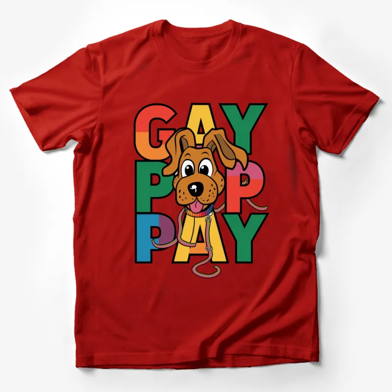 Gay Pride Puppy T-Shirt, Colorful LGBT Dog Graphic Tee, Unisex Rainbow Fashion, Supportive Apparel Male T-Shirt