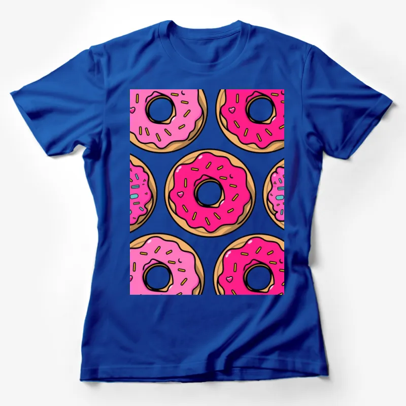 Pink Donut T-Shirt with Colorful Sprinkles, Cute Doughnut Graphic Tee, Unisex Casual Wear Female T-Shirt