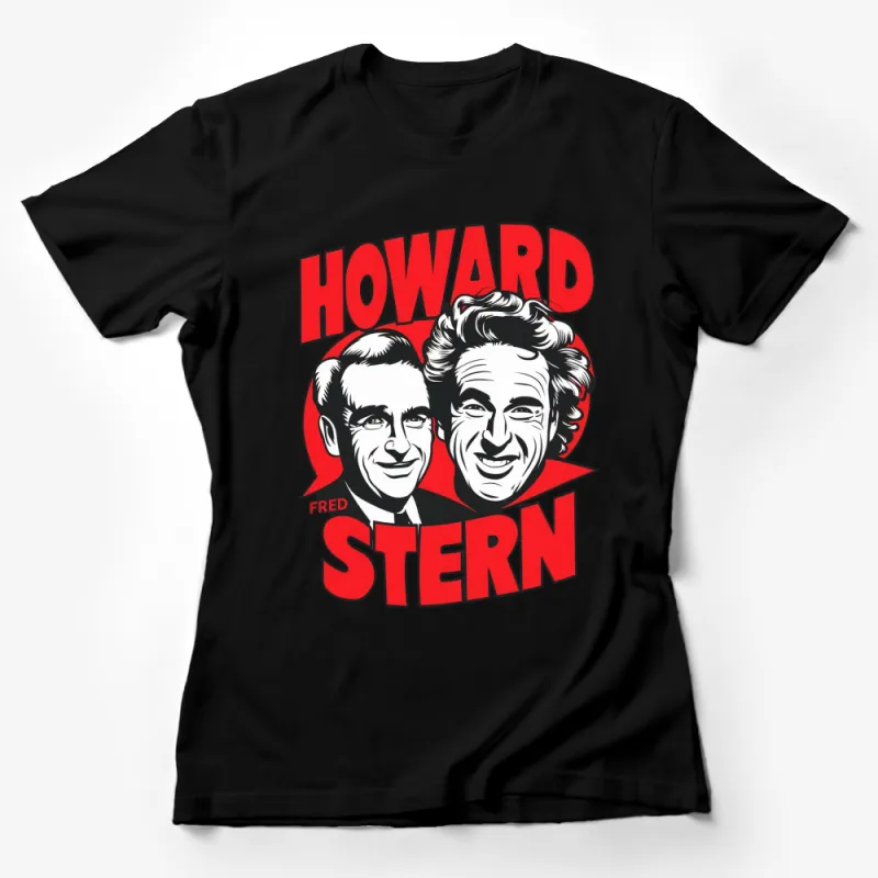 Howard Stern Fred Norris Retro T-Shirt, Vintage Radio Hosts Graphic Tee, Bold Red and White Design Female T-Shirt