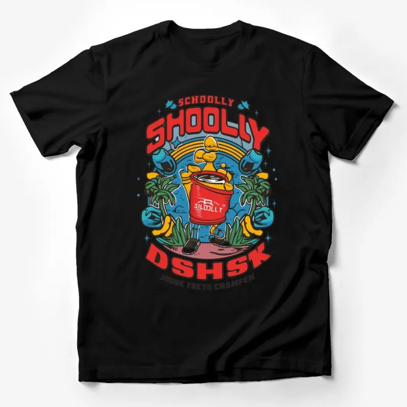 Schoolly Dshsk Retro Cartoon Graphic T-Shirt, Bold Street Style, Vintage-Inspired Design, Unisex Tee Male T-Shirt