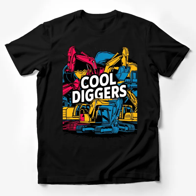 Cool Diggers T-Shirt, Colorful Heavy Equipment Construction Tee, Gift for Engineers Male T-Shirt