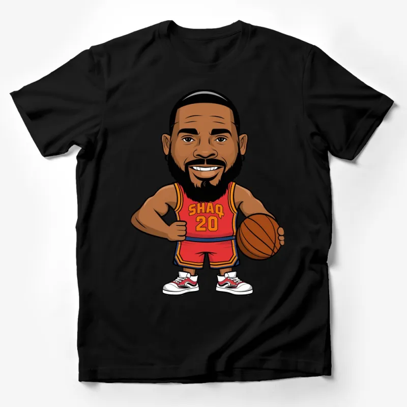 Cartoon Basketball Player T-Shirt, Fun Sports Fan Gift, Athletic Apparel, Shaq 20 Graphic Tee Male T-Shirt