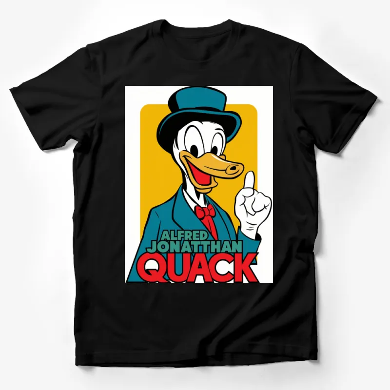 Alfred Jonathan Quack Cartoon Duck T-Shirt, Vintage Style Graphic Tee, Fun and Colorful Apparel Male T-Shirt