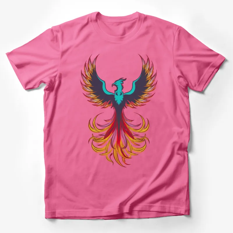 Colorful Phoenix Bird Design T-Shirt, Mythical Fire Bird Tee, Unisex Graphic Tee, Gift for Fantasy Lovers Male T-Shirt