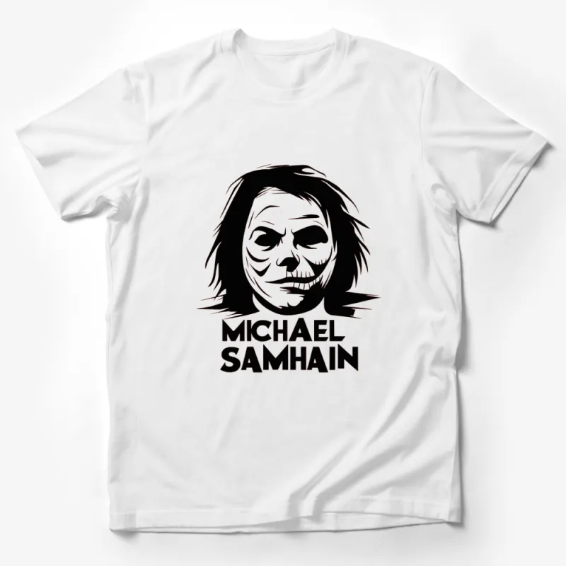 Michael Samhain Horror Movie Icon Graphic T-Shirt, Unisex Black and White Tee, Halloween Apparel Male T-Shirt