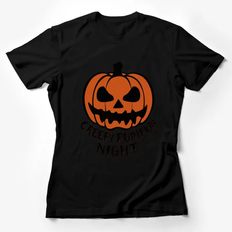 Halloween Pumpkin T-Shirt, Creepy Pumpkin Night Graphic Tee, Unisex Halloween Costume Shirt, Fall Festival Apparel Female T-Shirt