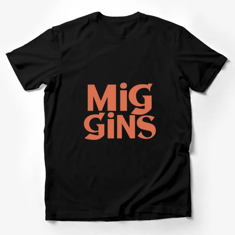 Trendy MiGGINS Text Logo T-Shirt, Unisex Orange Typography Shirt, Casual Wear Male T-Shirt