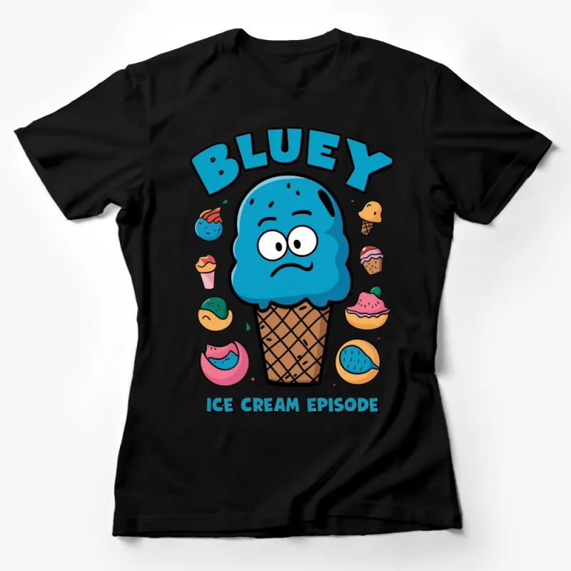 Bluey Ice Cream Episode Cartoon Graphic Tee, Fun Kids Character T-Shirt, Vibrant Summer Tee Female T-Shirt