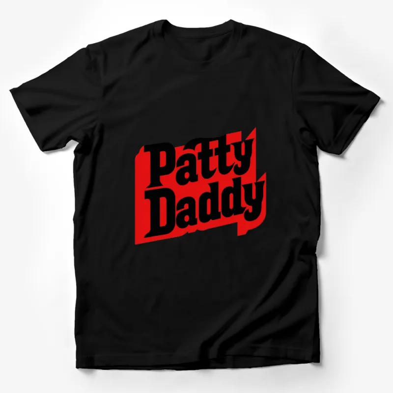 Patty Daddy Bold Red and Black Logo T-Shirt, Trendy Graphic Tee for Casual Wear Male T-Shirt