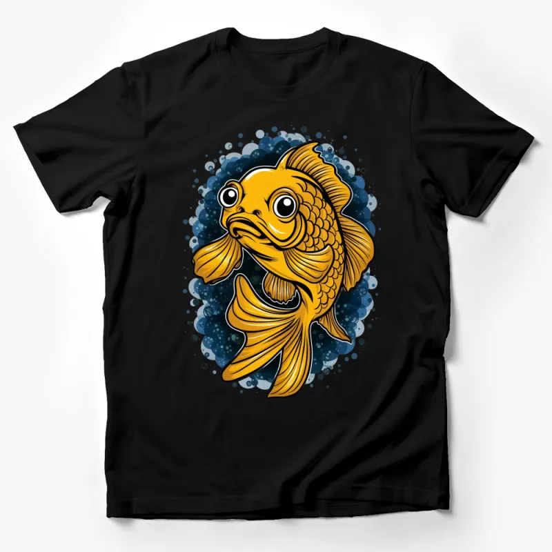 Colorful Goldfish Graphic T-Shirt, Unique Goldfish Art, Ocean Inspired Fish Design Tee, Water Animal Lovers Gift Male T-Shirt