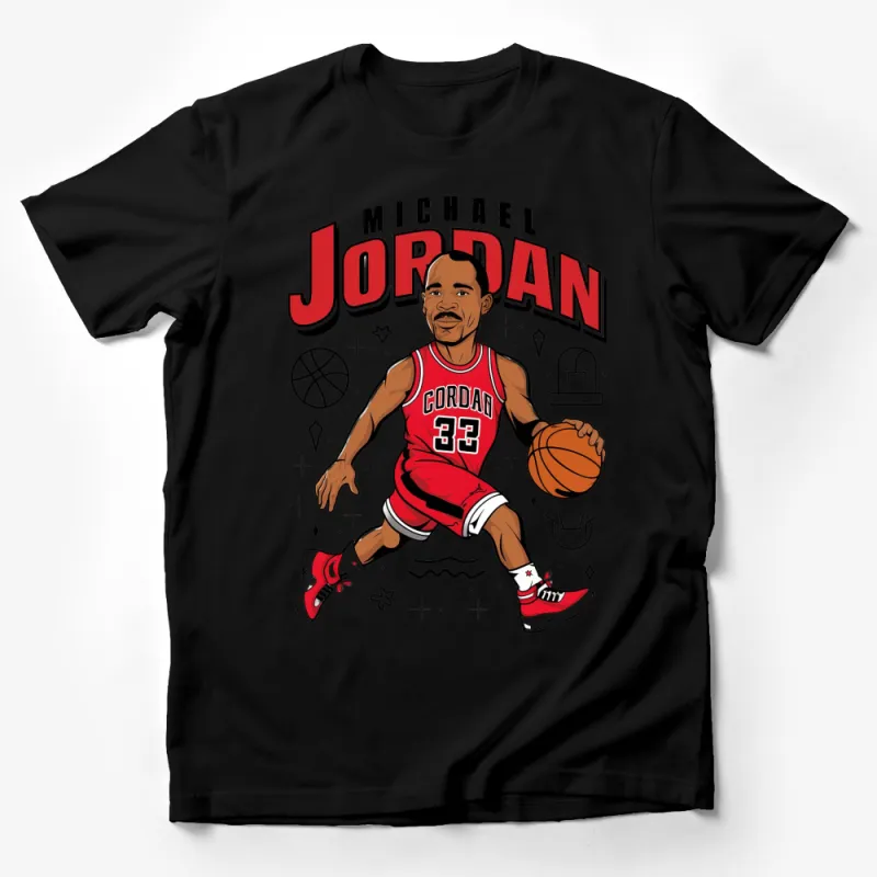 Michael Jordan Inspired Basketball Legend Graphic T-Shirt, Sports Fan Red Tee Male T-Shirt