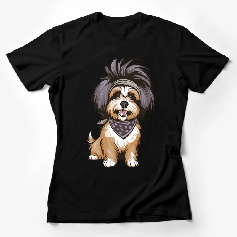 Cute Shaggy Dog Cartoon T-Shirt, Funny Dog Lover Tee, Unique Pet Illustration, Graphic Tee for Animal Fans Female T-Shirt