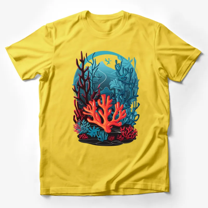 Ocean Coral Reef Scene T-Shirt, Colorful Marine Life, Vibrant Sea Graphic Tee, Unisex Apparel Male T-Shirt