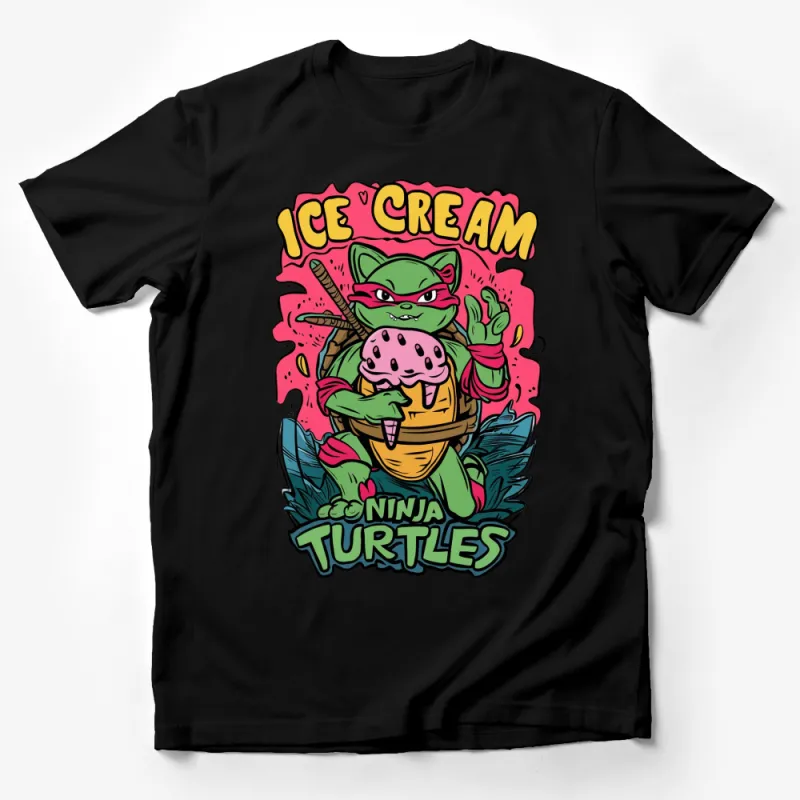 Ninja Turtle Ice Cream Graphic T-Shirt, Cartoon Turtle Tee, Funny Kids and Adult Summer Shirt Male T-Shirt