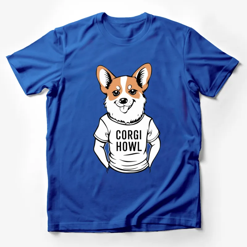 Corgi Howl T-Shirt, Cute Dog Graphic Tee, Corgi Lover Gift, Unisex Adult Clothing, Dog Mom Dad Shirt Male T-Shirt