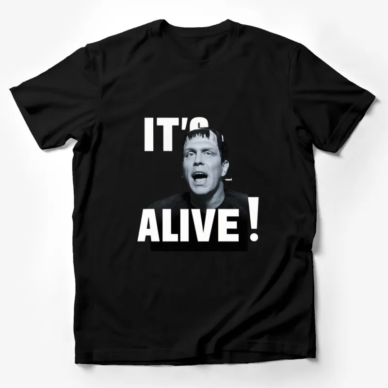 Classic Horror Movie T-Shirt, It's Alive Frankenstein Graphic Tee, Unisex Black Top Male T-Shirt