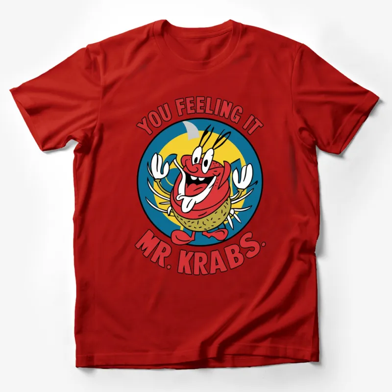 Mr. Krabs Cartoon T-Shirt, Funny SpongeBob SquarePants Graphic Tee, Colorful Animated Character Shirt Male T-Shirt