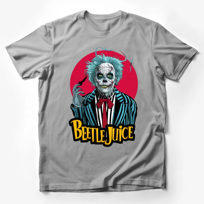 Beetlejuice Graphic T-Shirt, Classic Movie Artwork Tee, Bold Red and Black Design Male T-Shirt