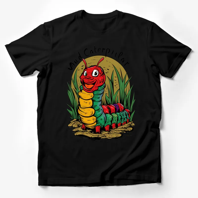 Colorful Mud Caterpillar Cartoon T-Shirt, Funny Insect Graphic Tee, Kids and Adults Unisex Shirt Male T-Shirt