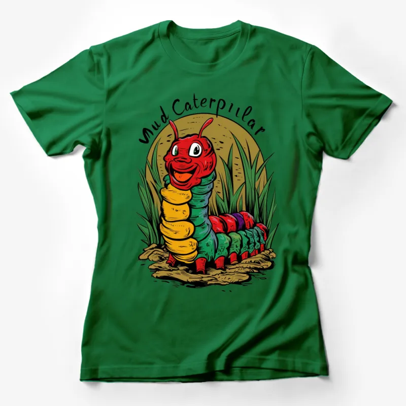 Colorful Mud Caterpillar Cartoon T-Shirt, Funny Insect Graphic Tee, Kids and Adults Unisex Shirt Female T-Shirt