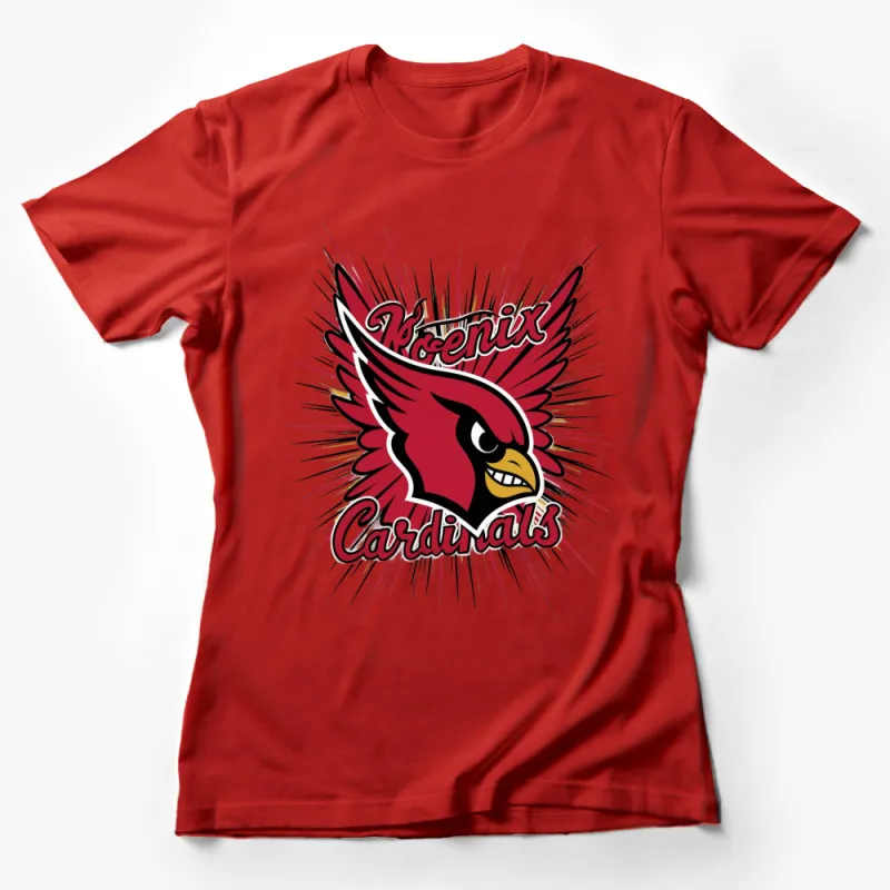 Phoenix Cardinals Red Bird Graphic T-Shirt, Bold Vintage Style Sports Tee, Unisex Female T-Shirt