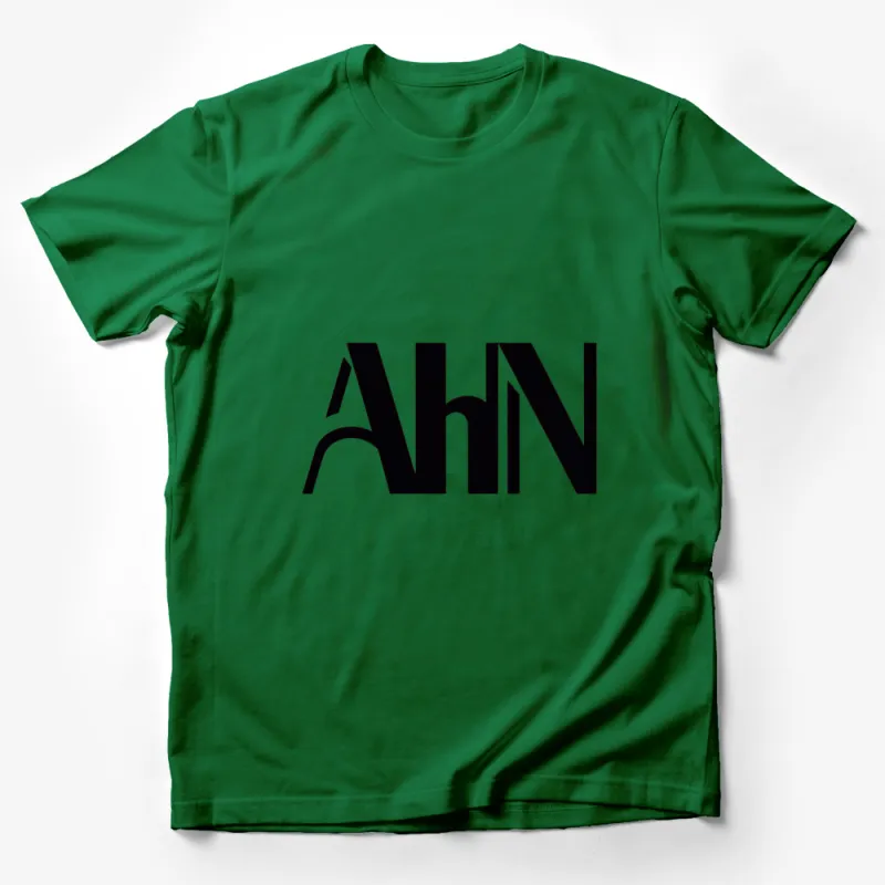 Bold Black and White AHN Logo T-Shirt, Minimalist Monogram Design, Unisex Fashion Top, All Sizes Available Male T-Shirt